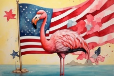 Americana Flamingo Art Print