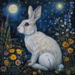 Mystic grillige witte konijn kunst