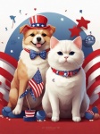 US Independence Day Cat And Dog
