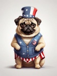Americana Independence Day Pug Dog