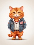 Patriotic Americana Cat Art Print