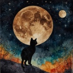 Halloween Full Moon Black Cat