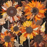 Getextureerde herfst zonnebloem Art Prin