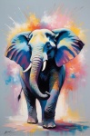 Pastelkleurige olifant kunstprint