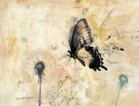 Vintage Narzissen-Schmetterlings-Kunst