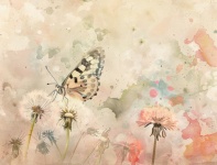Vintage Narzissen-Schmetterlings-Kunst
