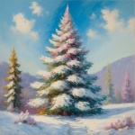 Snowy Christmas Tree Art Print
