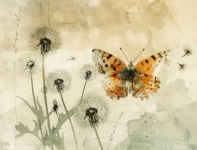Vintage Narzissen Schmetterling ArtVinta