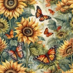 Butterfly and Sunflower Art Print