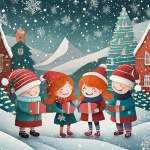 Cartoon Christmas Chorus Children