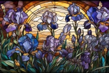 Iris Flower Garden Målat glas
