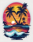 Palmy pláž moře západ slunce