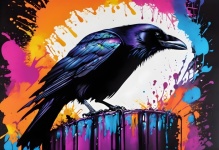 Raven kraai vogel abstracte kunst