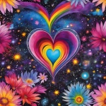Rainbow Heart Flowers Colorful