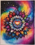 Rainbow Mandala Heart Stars