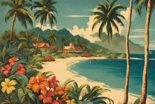 Plaja tropicală retro