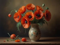 Still Life Vase Poppies
