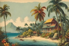 Vintage Tropical Island Art Print