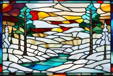 Winter River Stained Glass