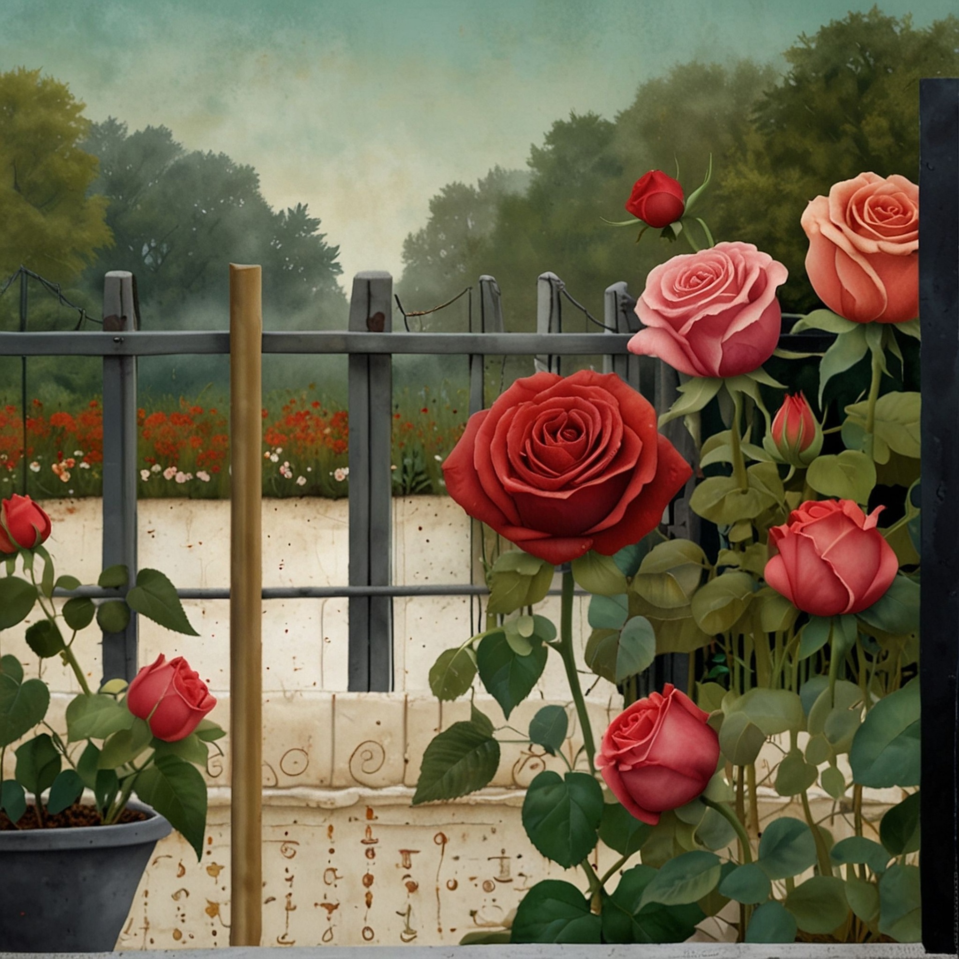Vintage Rose Garden Art Free Stock Photo - Public Domain Pictures