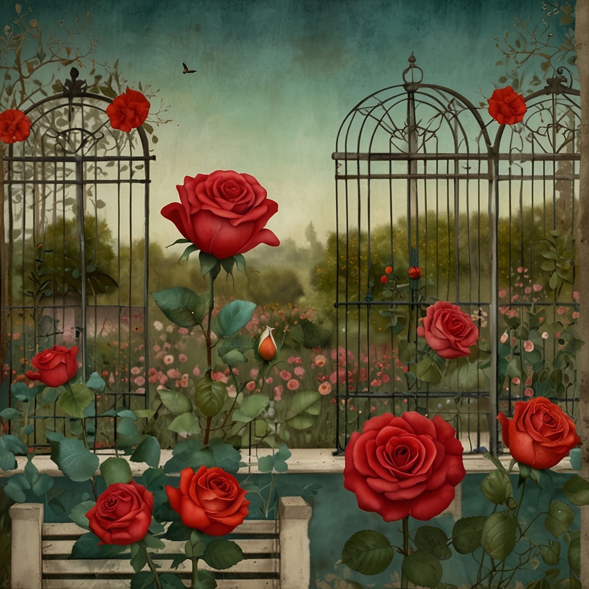 Vintage Rose Garden Art Free Stock Photo - Public Domain Pictures