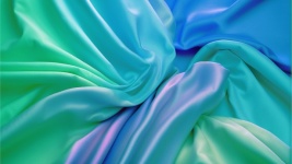 Blue, Green Silky Fabric