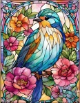 Flowers Bird Tiffany Art