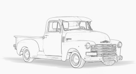 Auto, Pick-up, Chevrolet, Zeichnung