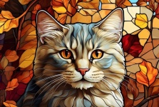 Cat With Autumn Background
