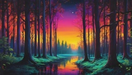 Fantasy Forest Landscape Abstract
