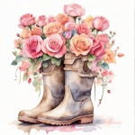Zahradní bota s růžemi