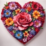 Heart Flowers Watercolor Art