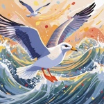 Seagull And Ocean Waves Art Print