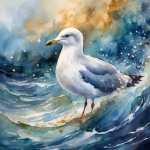 Seagull and Ocean Waves Art Print
