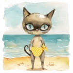 Grafika z letnim kotem na plaży