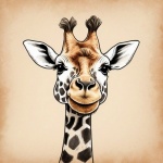 Cartoon Giraffe portret Art Print