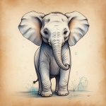 Cartoon olifant portret Art Print