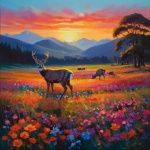 Herten elanden kleur landschapskunst