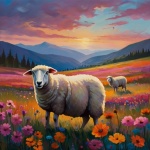 Art de paysage de couleur d’agneau de mo