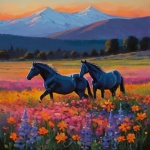 Wilde paarden Kleur landschapskunst