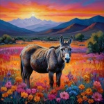 Wild Burros Color Landscape Art