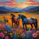 Wilde paarden Kleur landschapskunst