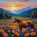Wild Horses Color Landscape Art