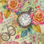 Vintage Floral Pocket Watch Art