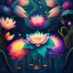 Abstract Whimsical Lotus Flower Art