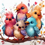 Cute Tweeting Birds Art Print