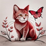 Cartoon Cat And Butterfly Art