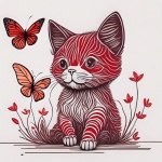 Cartoon Cat And Butterfly Art