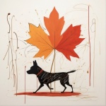 Arte abstrata de cachorro outono