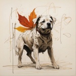 Impressão de arte de cachorro outono